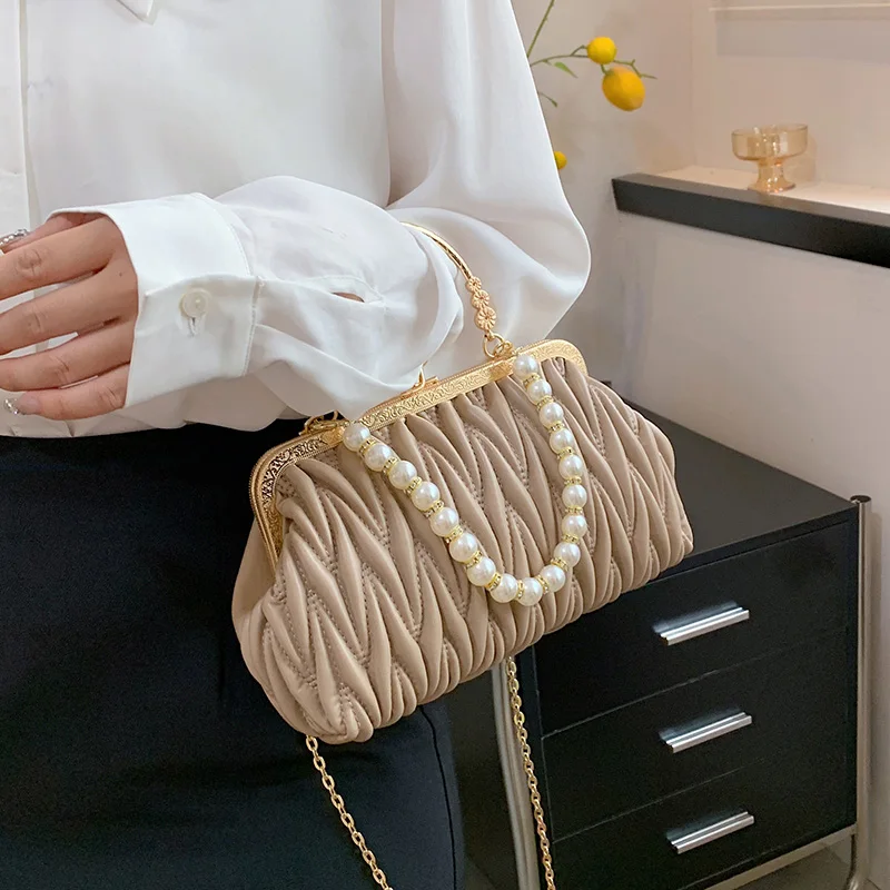 Women Shoulder Bags Prom Clutch Pearl Chain Crossbody Bags Female Totes Pu Leather Handbags And Purse crossbody bag,women handbags,leather shoulder bag,pu crossbody bag