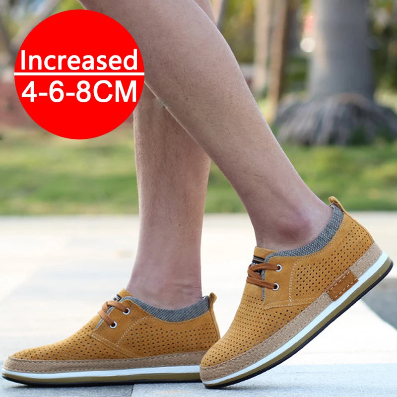 High Quality Men Elevator Shoes Height Increased 8cm Invisible Inner Heightening Shoes Men's Sports Suede Leather Sneakers Shoes 5