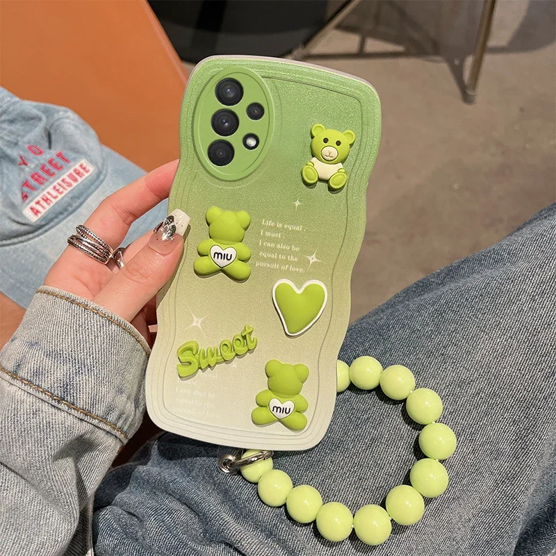 

Для Samsung Galaxy A73 5G чехол для телефона 3D Милые Мультяшные животные модные мягкие силиконовые спортивные ремешки на руку браслет задняя крышка