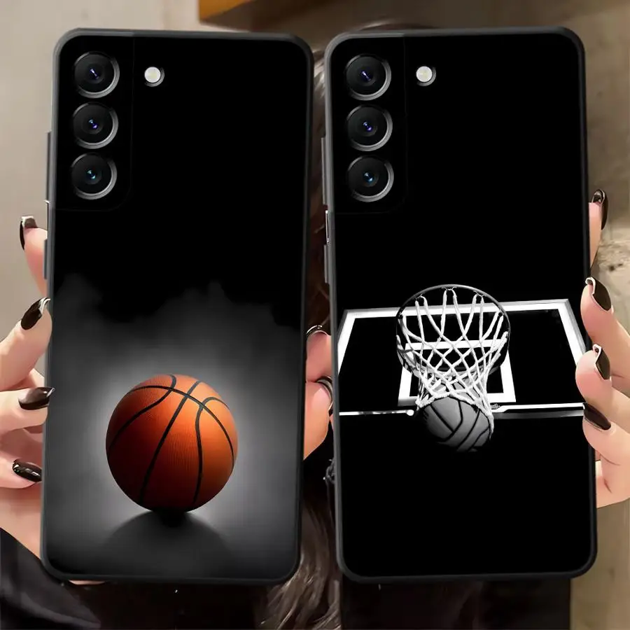 Sleek Black Basketball Design Soft Phone Cover Case