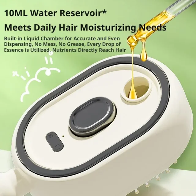 Electric Spray Hair Brush 2 In 1 Misting Steam Comb Anti Static Reduce Frizz Retractable Design Detangling Daily Hair Tool 2
