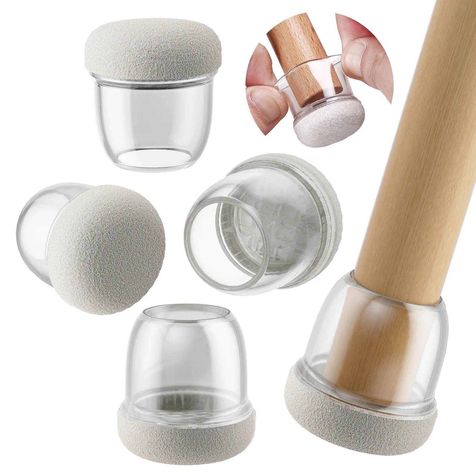 Set of 16 Clear Silicone Chair Leg Floor Protector Covers – Noise-Reducing Furniture Feet Guards