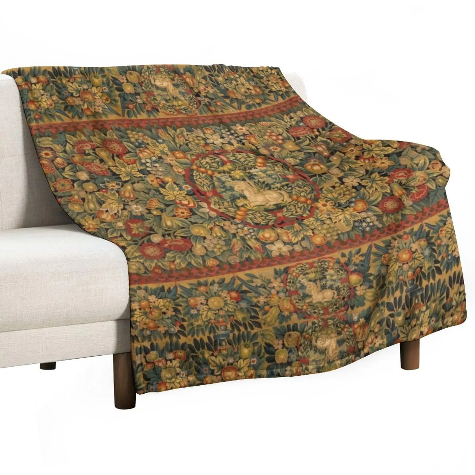 

Medieval Unicorn Floral Tapestry Throw Blanket Sleeping Bag Vintage Blankets