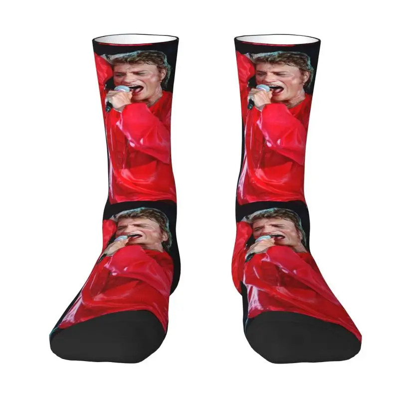 

Kawaii Johnny Hallyday Music Singer Socks Women Men Warm 3D Printed French Rock Sports Football Socks