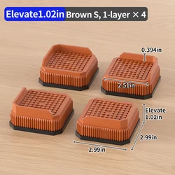 Stackable Non - Slip Furniture Risers with Noise - Reducing Design (Black square S 4PCS)