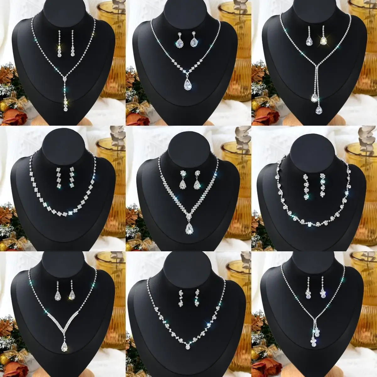 jewelry set 1 Set Of Fashionable And Simple Water Droplet Necklace Earrings Women's Wedding Banquet Party Daily Accessories