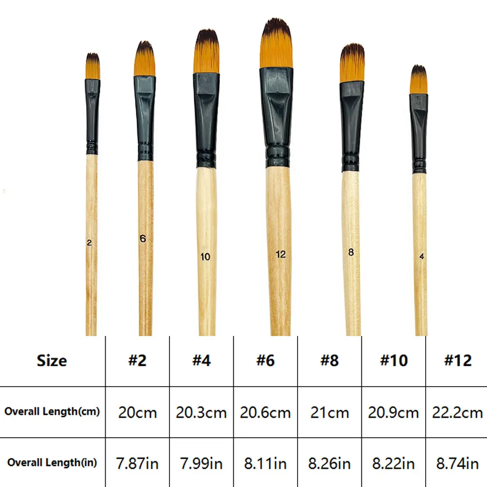 아티스트 Filbert 페인트 브러쉬 세트, 수채화 오일 아크릴 공예용 6개 페인트 브러쉬 세트 Rock & Face Painting