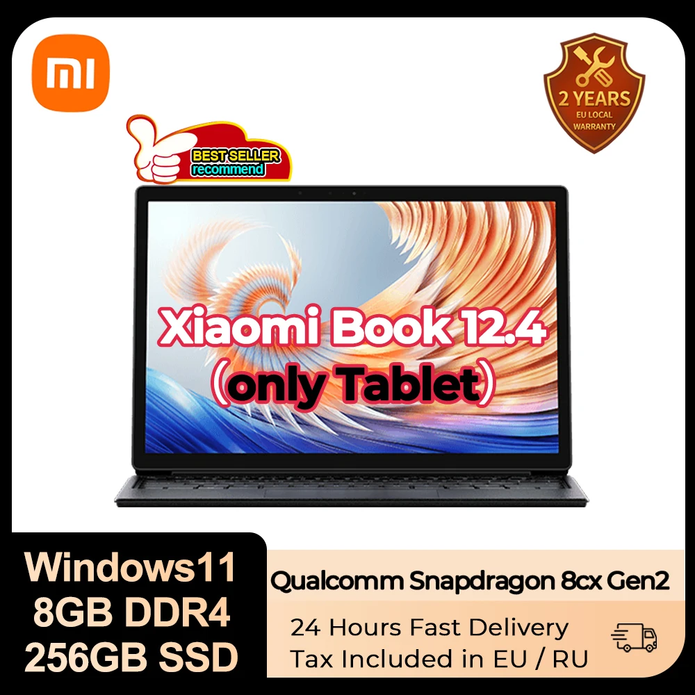 Xiaomi Book 12.4-inch Tablet Qualcomm Snapdragon 8cx Gen 2 8 Cores 8GB 256GB SSD 2.5K Touch Screen Tablet