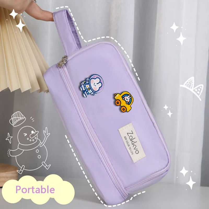 Large Capacity Pencil Bag Aesthetic School Cases Girl Kawaii Stationery Holder Bag Children Pen Case Students School Supplies