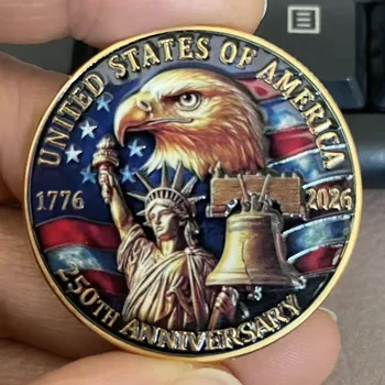 USA 250th Anniversary Commemorative Challenge Coin  Statue of Liberty - American Eagle - Liberty Bell