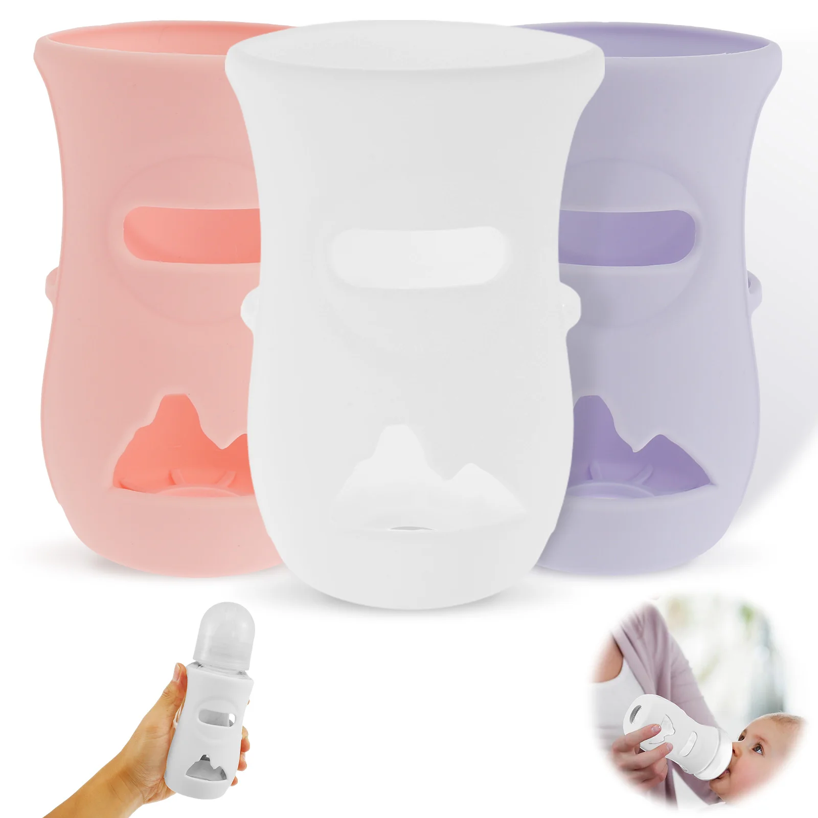 Silicone Sleeves Silicone Baby Bottle Cover Insulated Glass Bottle Compatible with AVENT Glass Natural Baby 4/8Oz