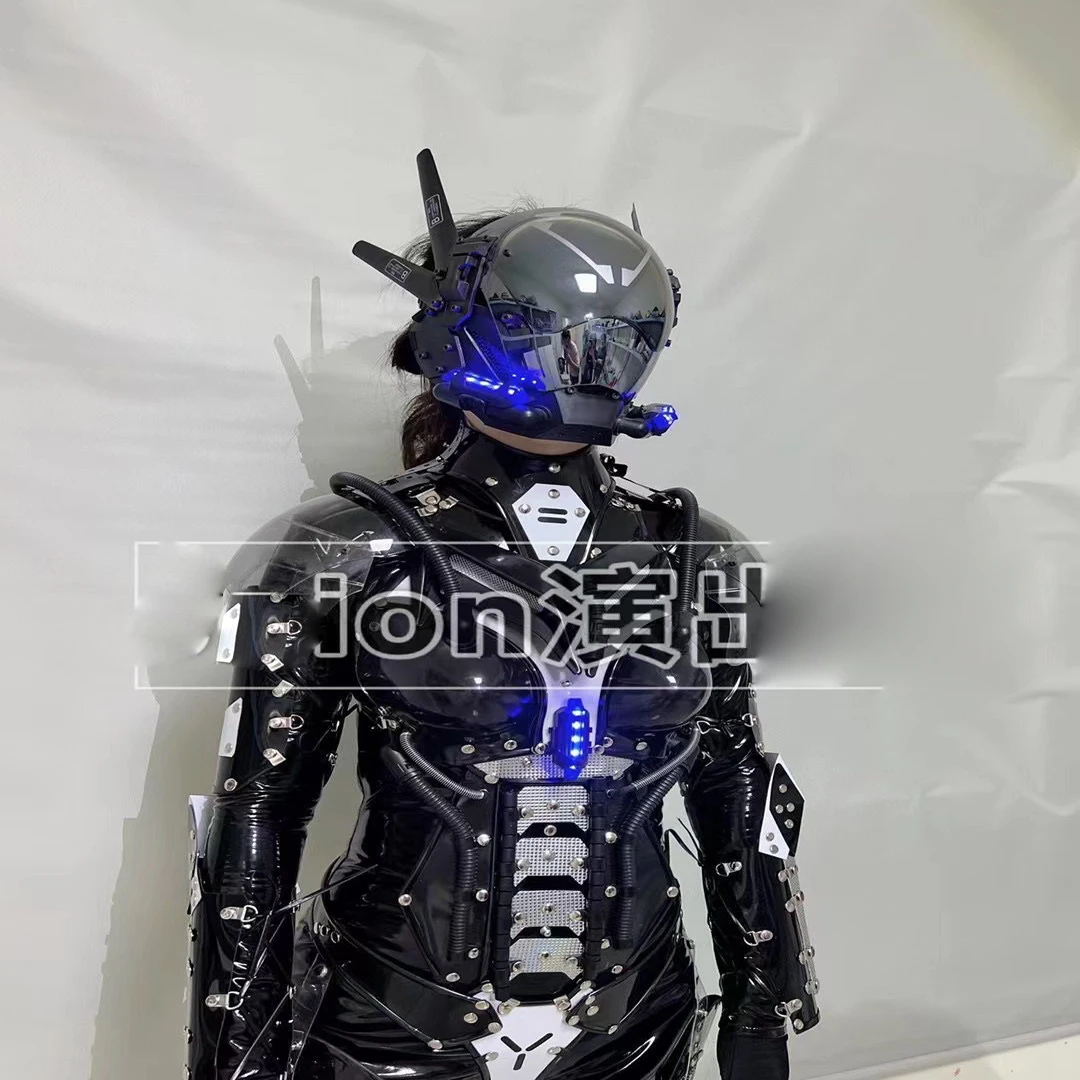 

Top Quality Stage Show Club Future science technology space black shrug cyberpunk gogo costume nightclub party armor dancer wear