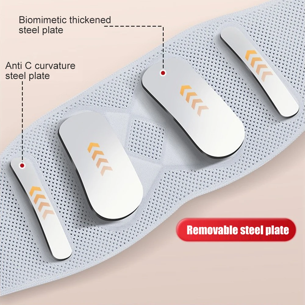 허리 통증 완화를 위한 1개입 허리 보호대 - 4개의 지지대, 조절 가능한 스트랩 및 통기성 3D 니트 소재가 있는 요추 지지 벨트