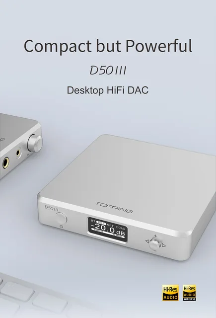 TOPPING D50III Hi-Res Desktop HiFi DAC Double ES9039Q2M PCM768 