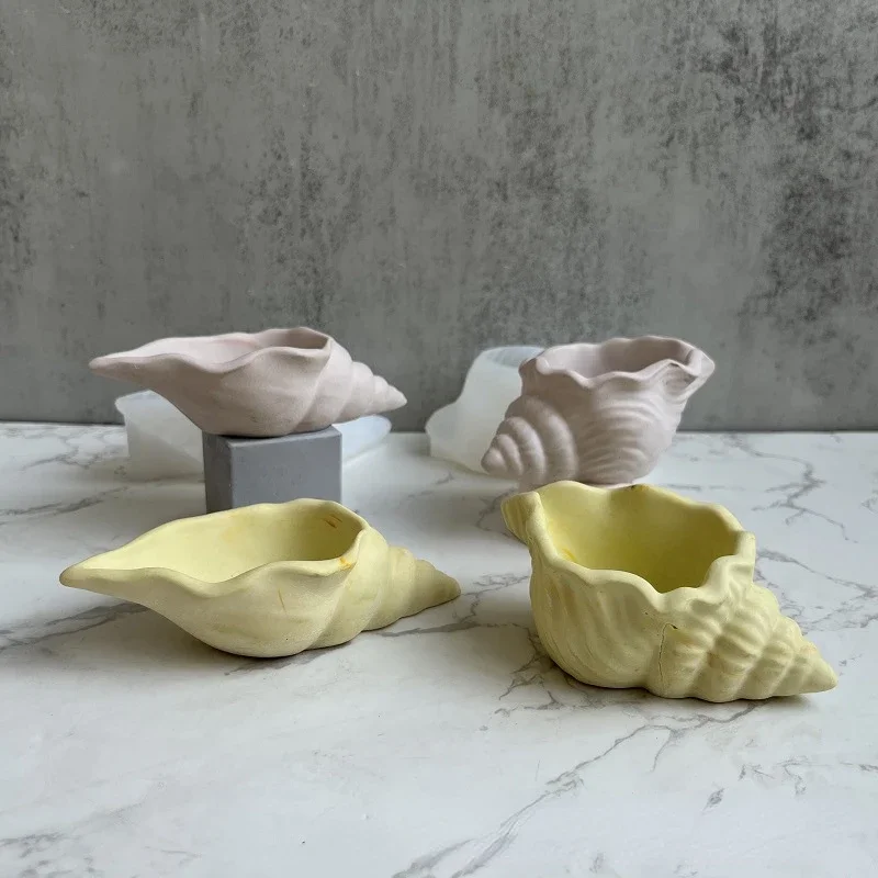 Conch Silicone Mold Potted Plant Jewelry Storage Box Concrete Gypsum Candle Cup Resin Home Decor flower silicone mould,silicone mold