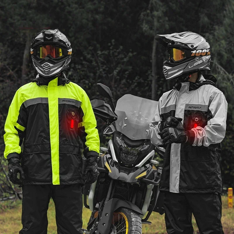 Summer Motorcycle Raincoat Rain Jacket Pants LED Alert Split Suit Rainstorm Waterproof Reflective Impermeable for Outdoor Riding motorcycle raincoat motorcycle jacket raincoat suit bike raincoat