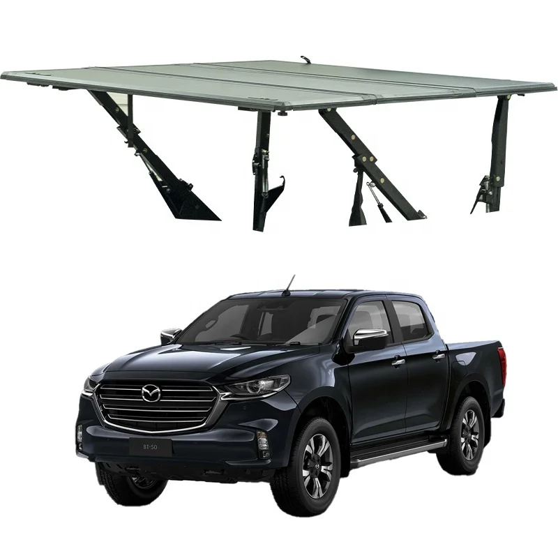 

new upgrade Pickup Folding tonneau cover 4x4 accessories hard Lift-up tri-fold bed cover For back cover mazda bt-50 2017