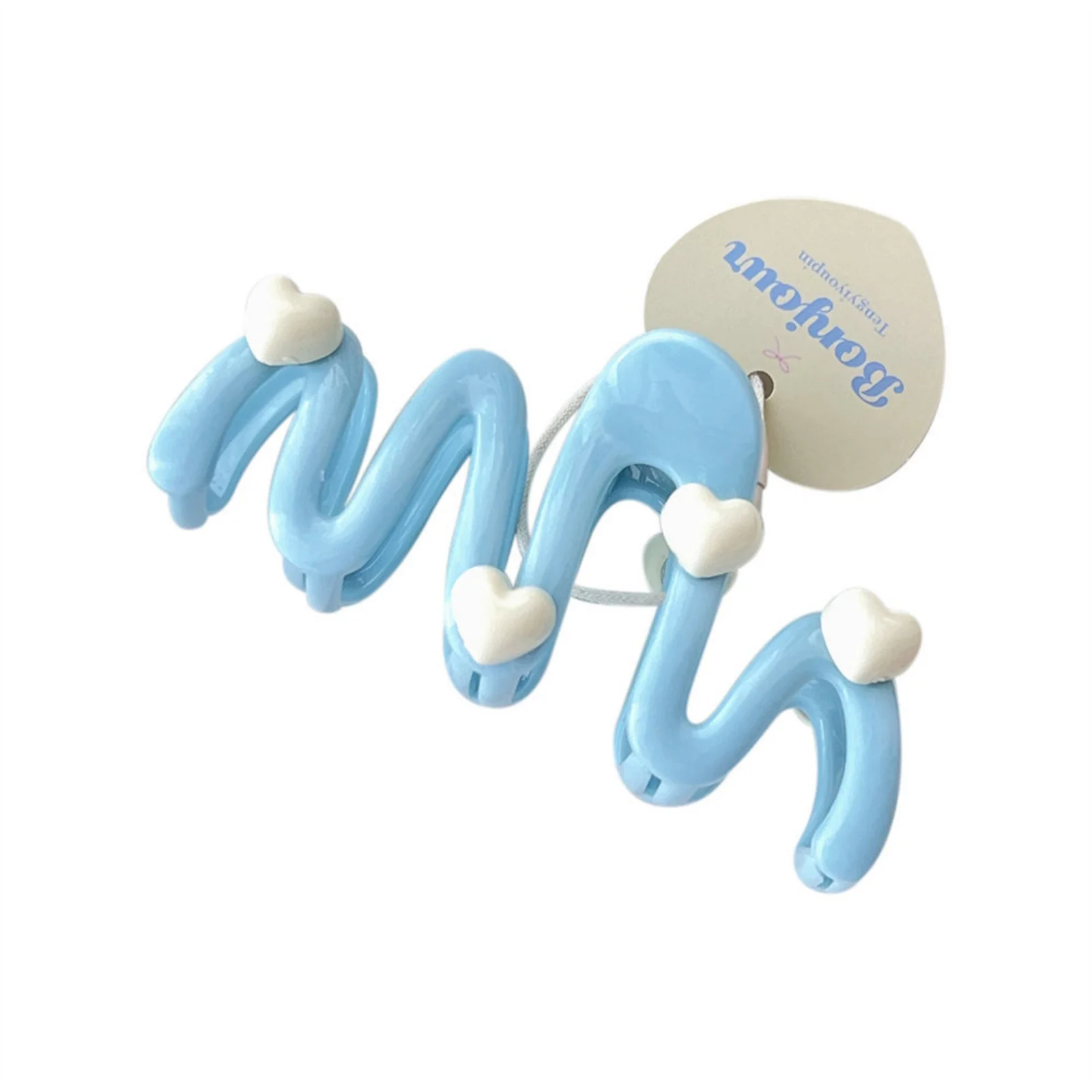 1PC Stylish Spiral Hair Clips with HeaAccents, Blue and White Color, Ideal for Women's Daily & Party Hairstyles, Fashion Hair