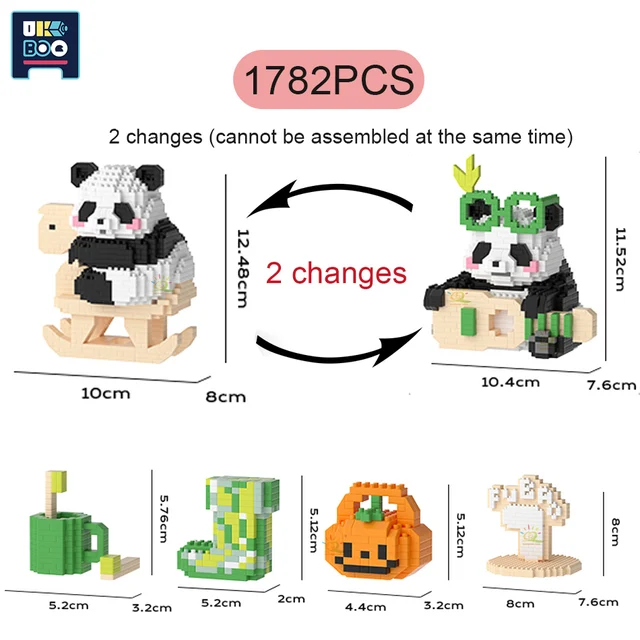 Fun and educational micro building blocks with cute panda friends