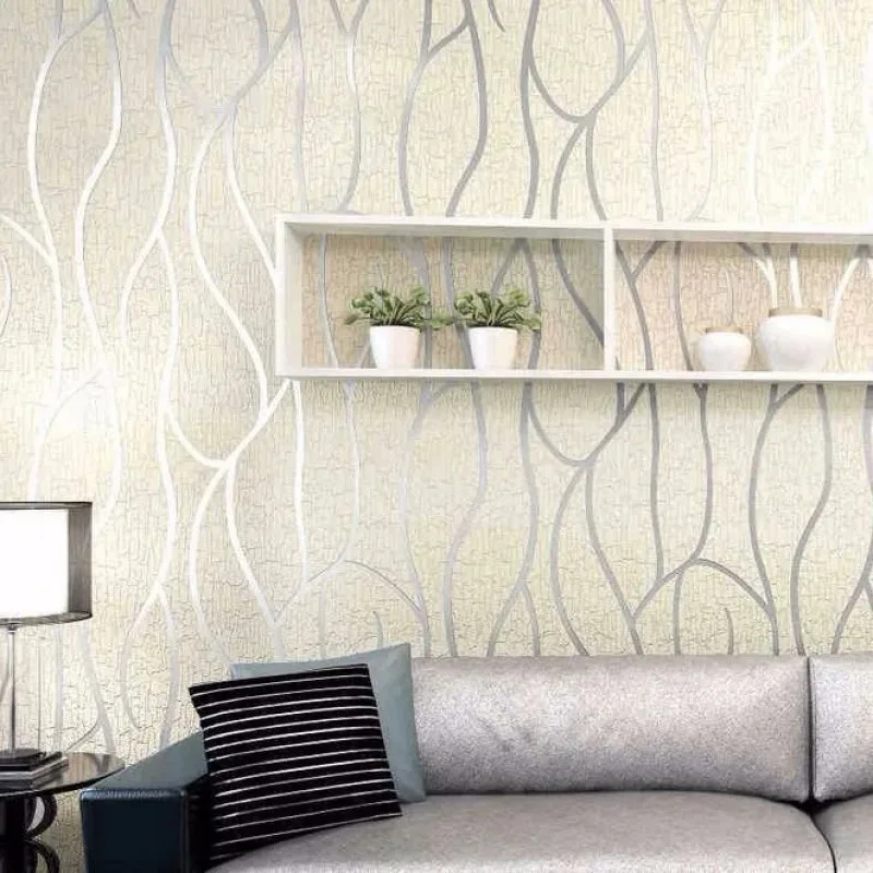 53cm European style 3D non-woven fabric wall sticker for moisture-proof curved stripe background wall sticker in living room 4