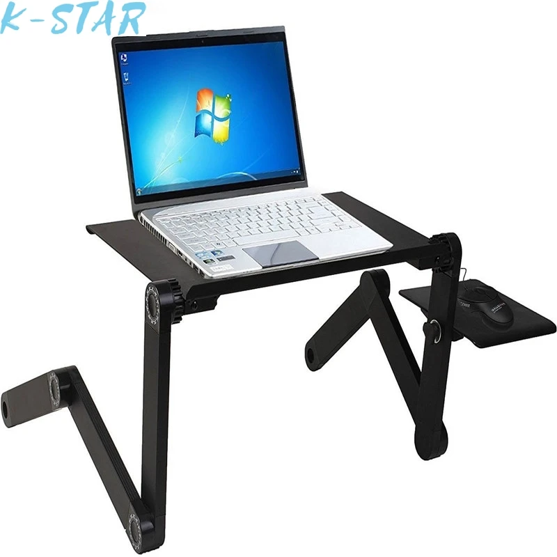 K-STAR Portable Computer Desk Adjustable Laptop Computer Desk Folding Ventilation Lift Bracket Tray Bed Table