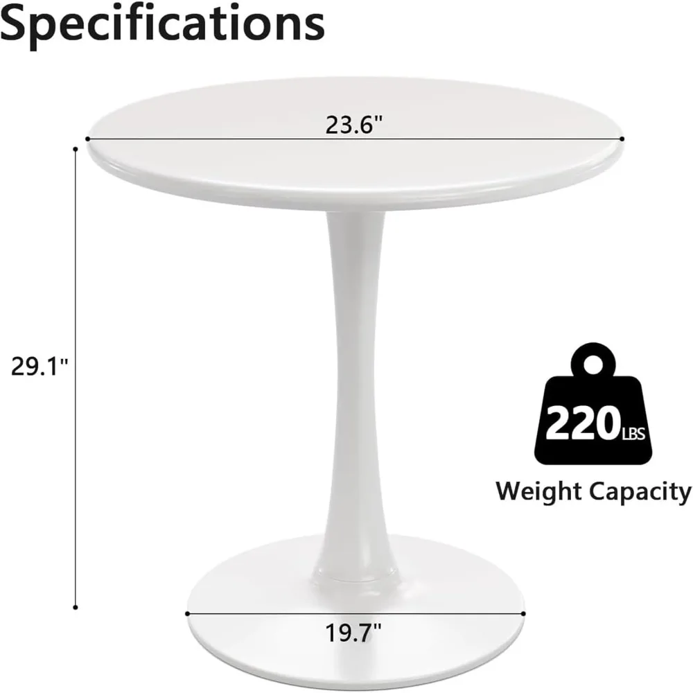 24 Inches Tulip Round Kitchen Table, Mid-Century Leisure Table for Small Places, Dining Tables 3
