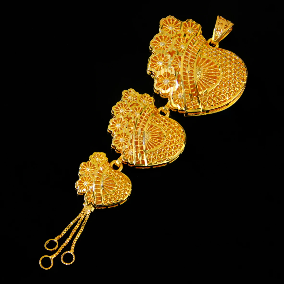 Luxus Allah Gold Großer Anhänger 21k vergoldet Dubai Ausgehöhlte Schleife Anhänger Arabisch Frauen Hochzeit Ramadan Party Schmuck – Detail 8
