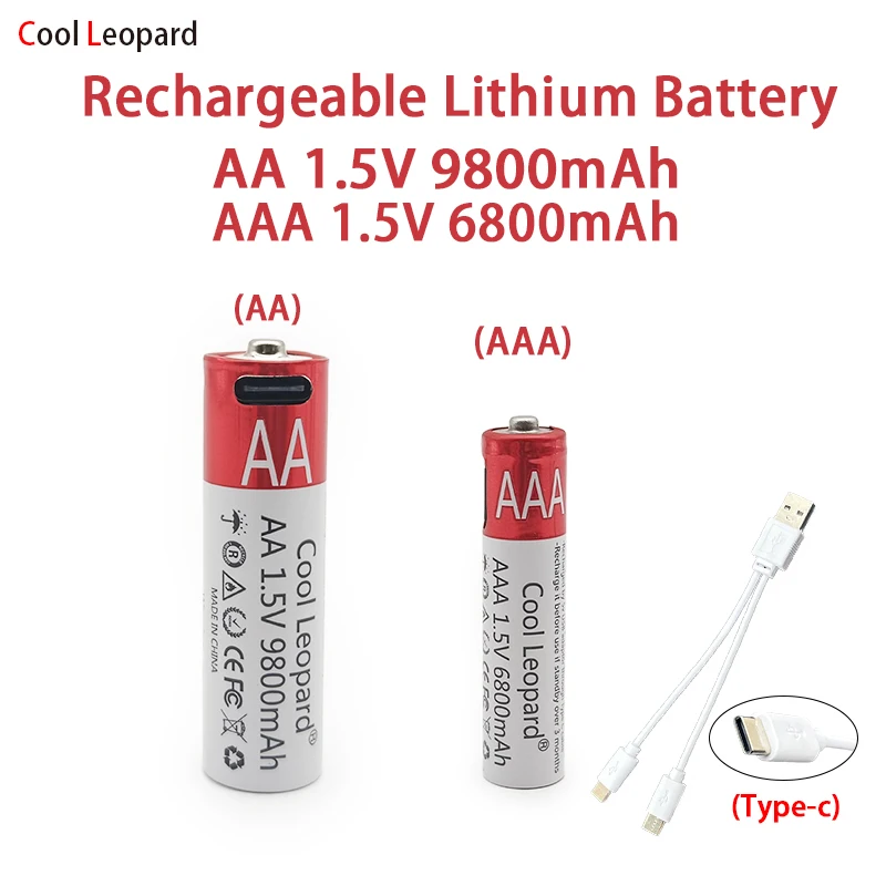 

1Pcs 9800mAh 1.5V AA Rechargeable Batteries+1Pcs 6800mAh 1.5V AAA Battery Rechargeable Battery for Camera Toy MP3 Player
