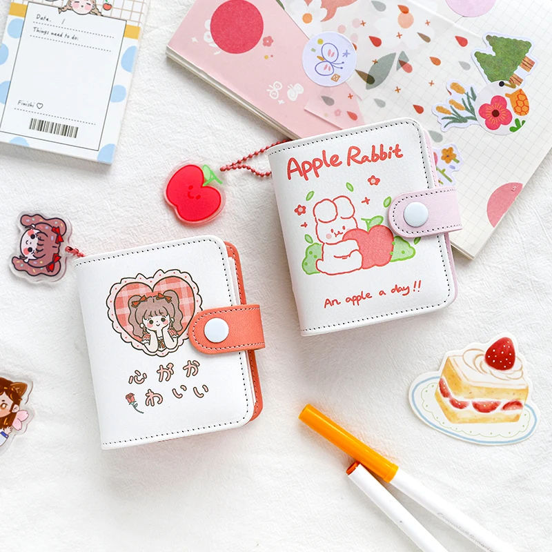 

Mini 3 Ring Leather Cover Loose-leaf Notebook Cute Ins Style Original Mini Hand Book Set Girl Heart Kawaii Stationery Supplies