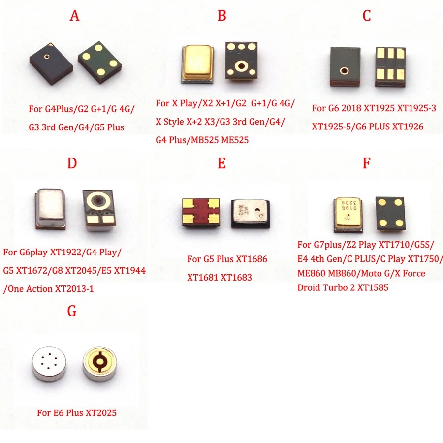 Altoparlante Microfono Interno 10-50X Per Motorola Motoe4 E5 E6 C X Z2 Z3 Play One Action G8 G7 G6 G5S G5 G4 G2 G Plus Trasmettitore Microfono