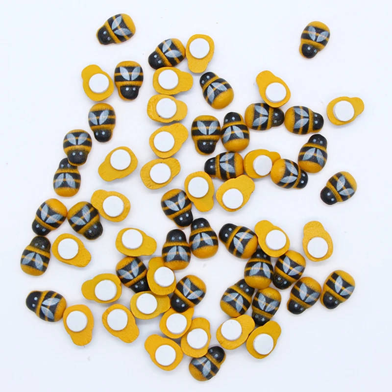 

60Pcs/Lot Mini Wooden Bee With Glue DIY Handmade Craft Fridge Wall Sticker Kids Gift For Wedding Baby Shower Birthday Home Decor