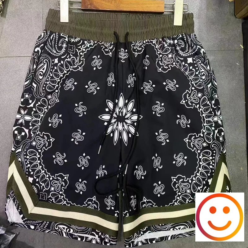 Cashew Flower Print Mesh Basketball Shorts Summer Loose Versatile Shortpant Men Women High Quality Drawstring Track Pant Paisley