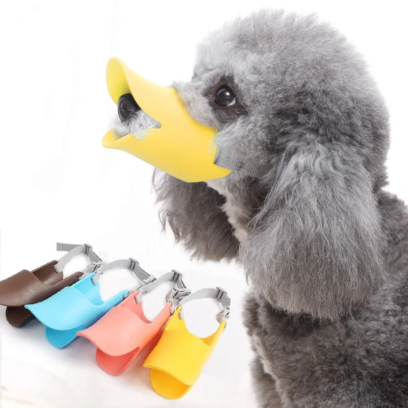 Adjustable dog silicone duck bill anti-bite stop barking pet accessories safe small to large dog mouth cover