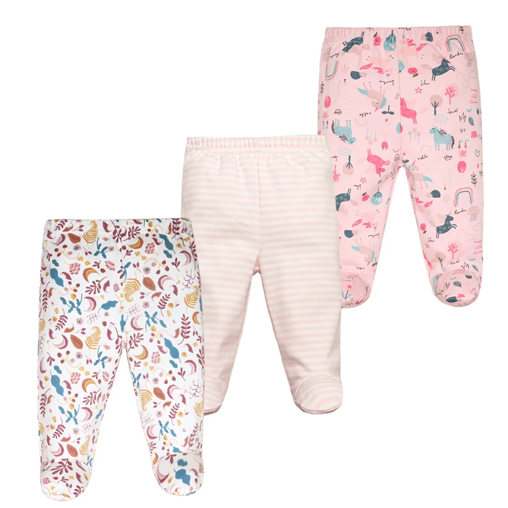 3PCS/Lot Cotton Newborn Baby Boy Girl Pants Cartoon Wrap Foot Long Trousers Spring Autumn Toddler Leggings For Girls Boys 0-12M 5