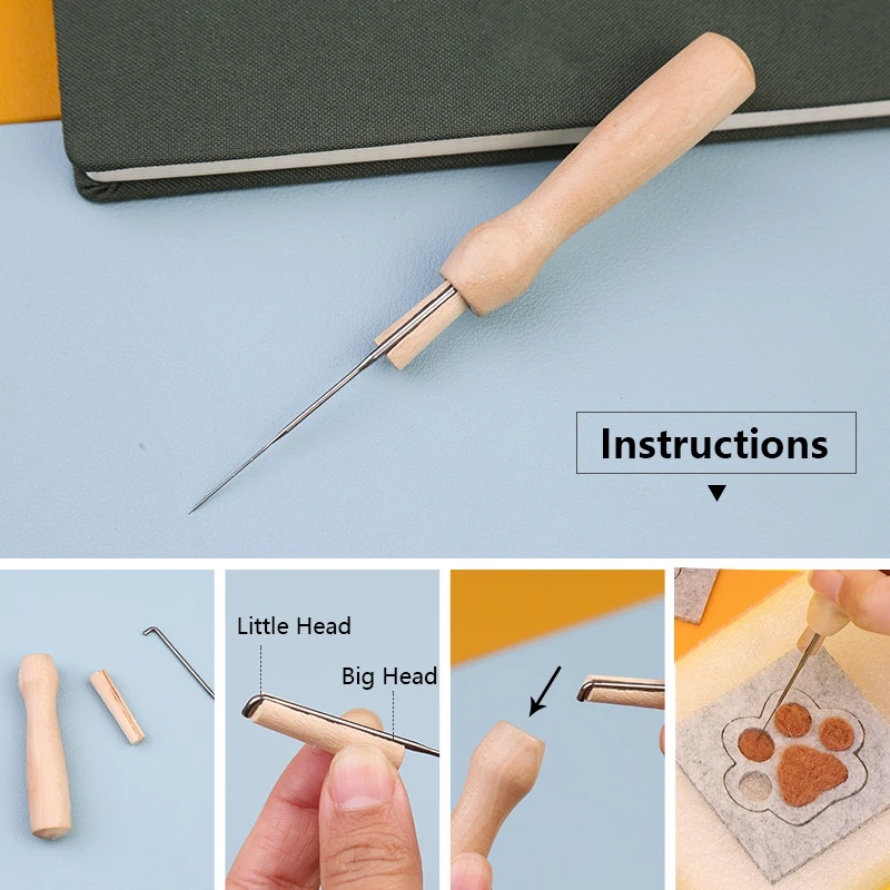 Wool Felting Needles Set For Wool Felting Craftwork DIY Craft Tools With Solid Wood Handle