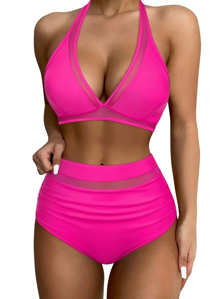 High Waist Bikini Set Women Tummy Control Swimwear