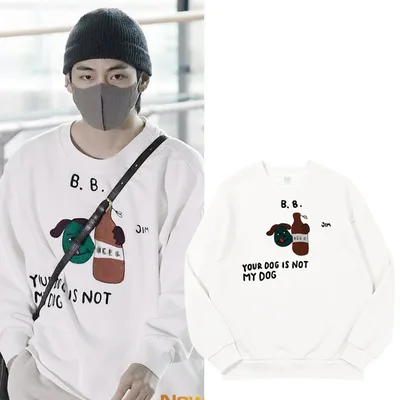 

Kim Tae Hyung V Print Hoodies Same Style Loose Sweatshirt Spring Autumn Tops Korea Fashion Long Sleeve Kpop Clothes
