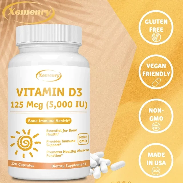 Vitamin D3 Capsules - Promote Calcium Absorption, Promote Bone Teeth and Skin, Nerve, Heart Health, Support Immunity 4