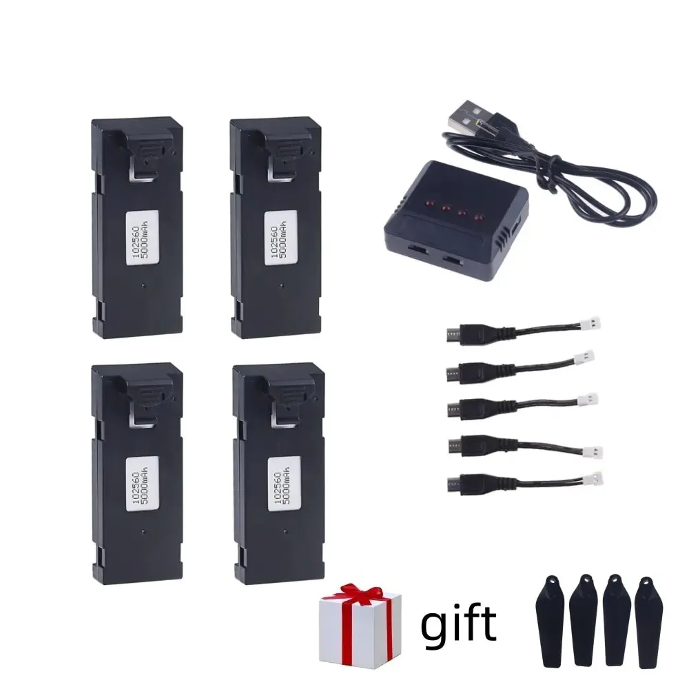 3 Batterie Al Litio 3.7V 2600mAh Per Drone RC Con Cavo Di Ricarica 3 In 1 Mini - Foto 5