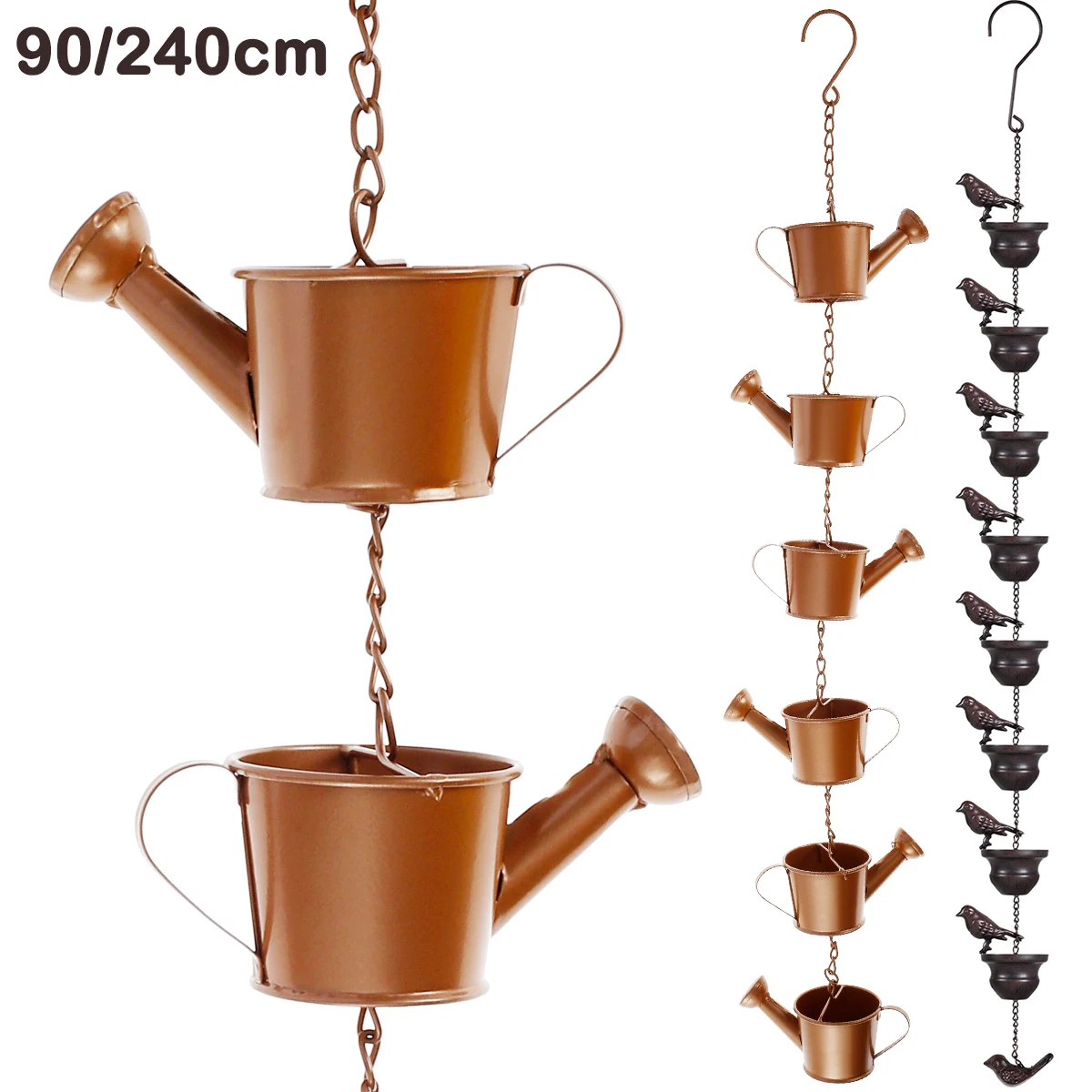 Best for birds 2x stuks metalen vogelbaden/voederschalen hangend 30 cm met 4-seizoenen vogel