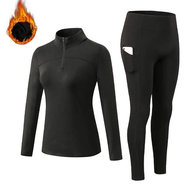 Winter Running Jogging Trainingspak Vrouwen Sportkleding 2 Stuk Gym Sport  Set Lange Mouwen Thermisch Ondergoed Set Vrouw Kleding - AliExpress