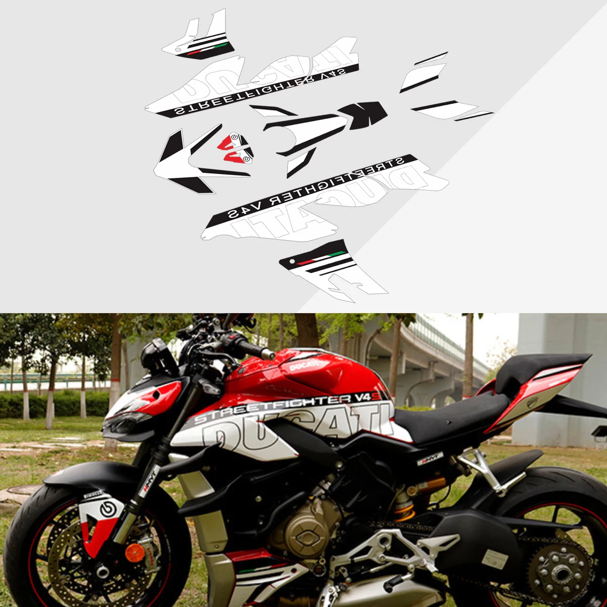 For Ducati Streetfighter V4 V4S Full car version decals pull flowers The whole car is decorated with flowers Plate shell decals