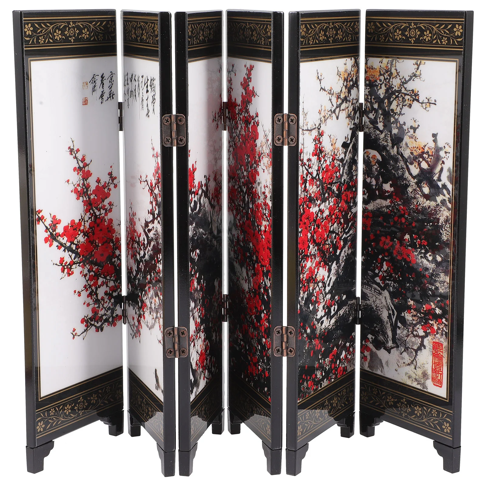 Lacquerware Ornaments Toy Screen Mini Folding Screen Room Panel Decor Business Desktop Wooden Funny room divider screen