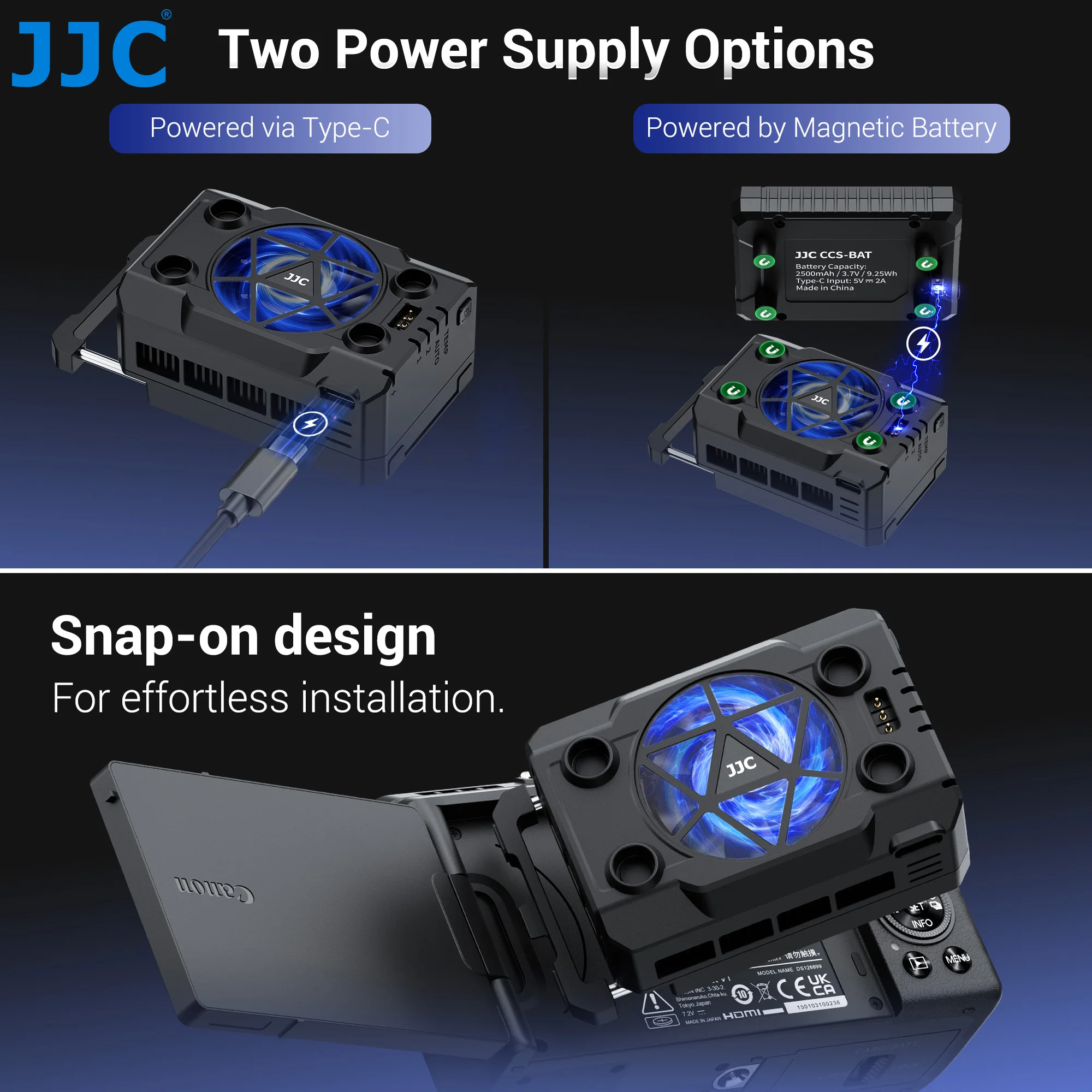 JJC Camera Semiconductor Cooling System for Fujifilm X-H2S Canon Powershot V10 Nikon Z30 Sony ZV-E10 II ZV-E1 Camera Cooling Fan