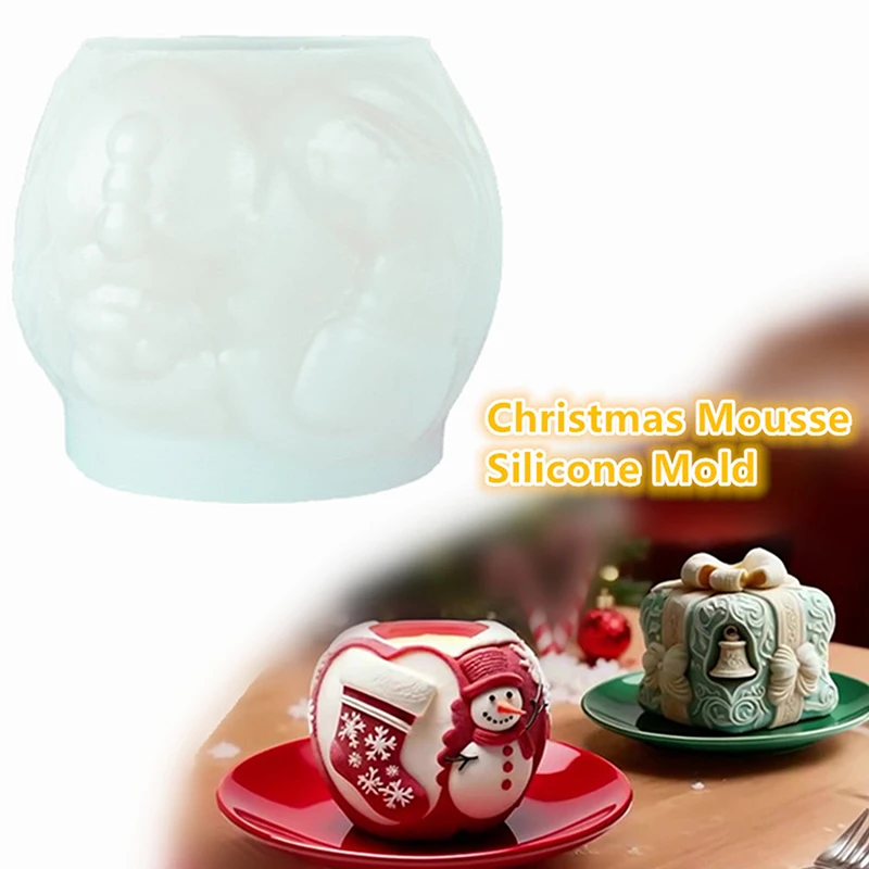 Christmas Santa Claus Gift Shape Mousse Cake Mold Cookie Chocolate Mould DIY Christmas Atmosphere Scented Pudding Silicone Mold