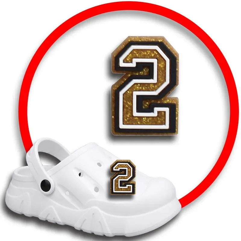 

1 шт. булавки для Crocs, шармы, аксессуары для обуви, украшение с золотым номером, джинсы, женские сандалии, пряжка, Детские сувениры, мужские значки