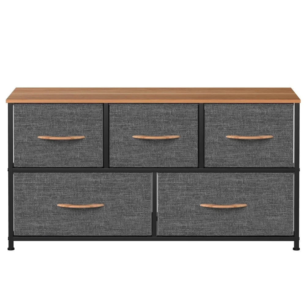 

YITAHOME Wide Dresser with 5 Drawers Easy Pull Fabric Bins for Bedroom, Dark Gray