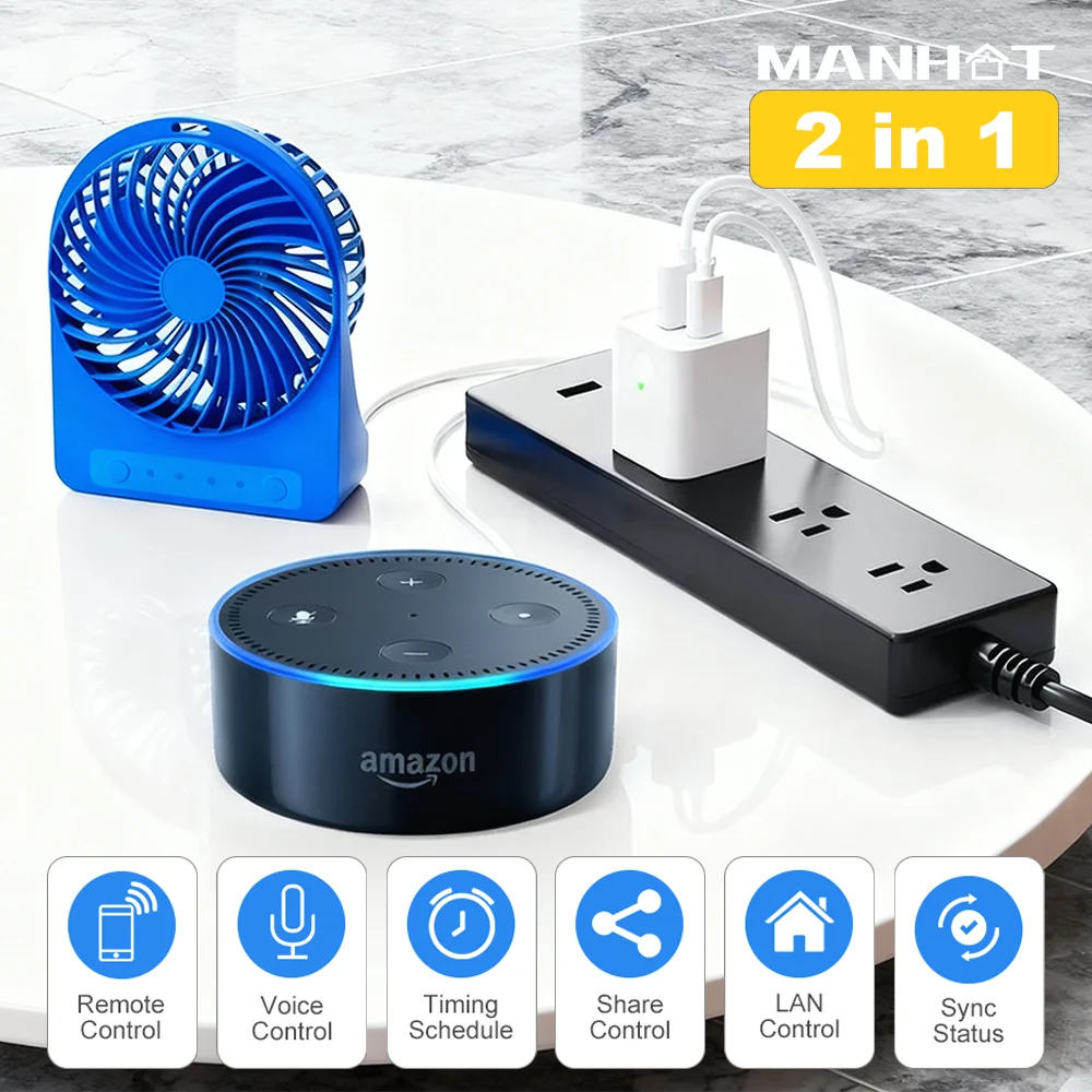 Tuya/Zigbee2MQTT Smart Micro USB/Type-C Adaptor Switch 5V Mini USB Power Adaptor Voice Control Plug Work With Alexa Google Home