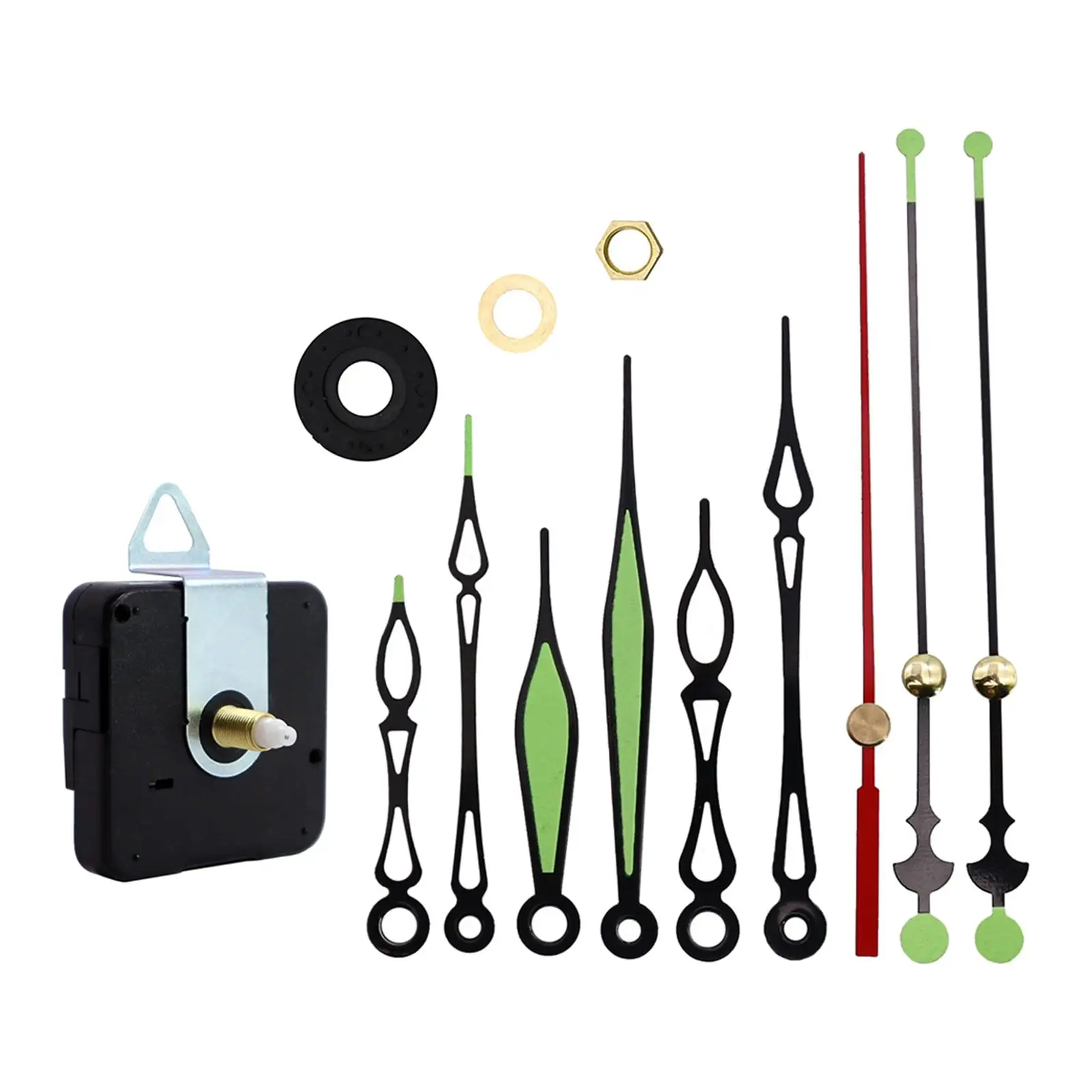 Luminous Hands Clock Movement Mechanism 3 Sets of Hands 9mm/0.35inch Maximum Dial with Needles for Repair DIY