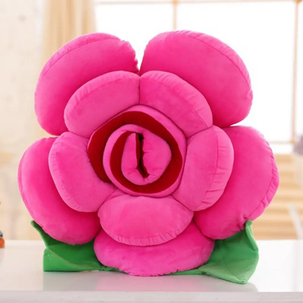 Vivid Realistic Soft Touch PP Cotton Filling Plushie Toy Simulation Rose Flower Pillow Cushion Valentine Day Gift